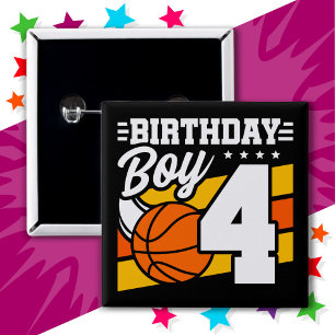 4 års gammal basketboll Party Theme 4e födelsedage Knapp