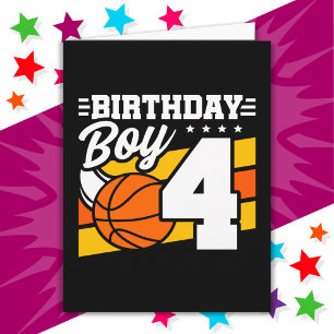 4 års gammal basketboll Party Theme 4e födelsedage Kort
