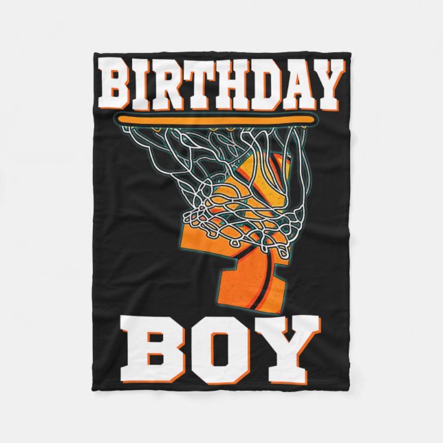 4 års gammal Bysketbyll Boy 4e födelsedagen Party  Fleecefilt (Framsidan)