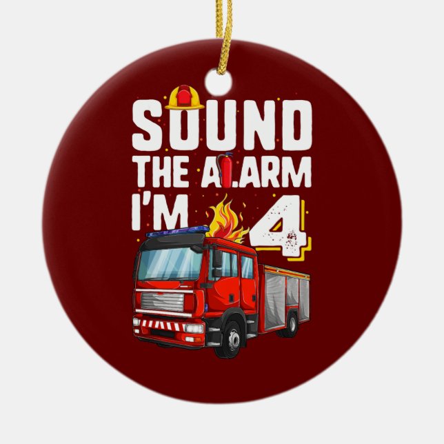 4 års gammal Firelångtradare Birthday Småbarn Julgransprydnad Keramik (Framsidan)