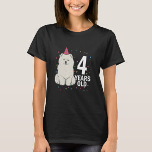 4 års gammal födelsedagskalas Samoyed Hund Puppy 4 T Shirt