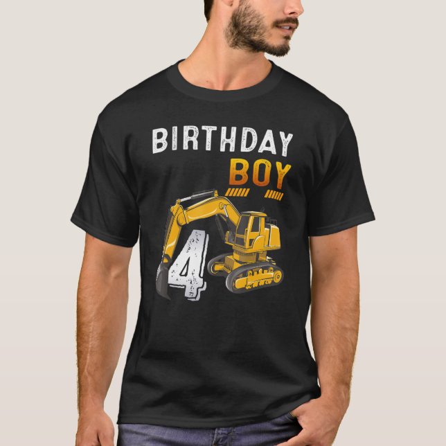 4 års gammal Fordon-exav 4e födelsedagen T Shirt (Framsida)