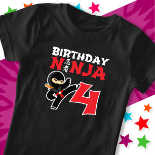 4 års gammal Karate Ninja Party Kids 4e födelsedag T Shirt