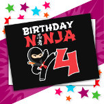 4 års gammal Karate Ninja Party Kids 4e födelsedag Vykort<br><div class="desc">Ninja 4-designen på födelsedagen ger en perfekt för en 4-årig ninja-födelsedagsfest. Den japanska symbolen för Ninjutsu med tecknad ninja karate sparkar födelsedagstjuren eller så kommer tjejen att KÄRLEK! Denna ninja-födelsedagskalender för pojkar och flickor är en perfekt som passar för en 4-åring som ninjas,  karate,  taekwondo,  judo eller andra martialkonst.</div>