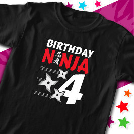 4 års gammal Ninja Party Stars Kids 4e födelsedage T Shirt