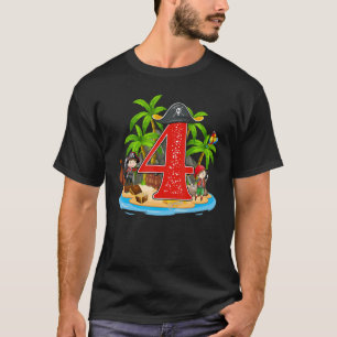4 års gammal Pirat-födelsedag arr Pirater Frakt Ar T Shirt