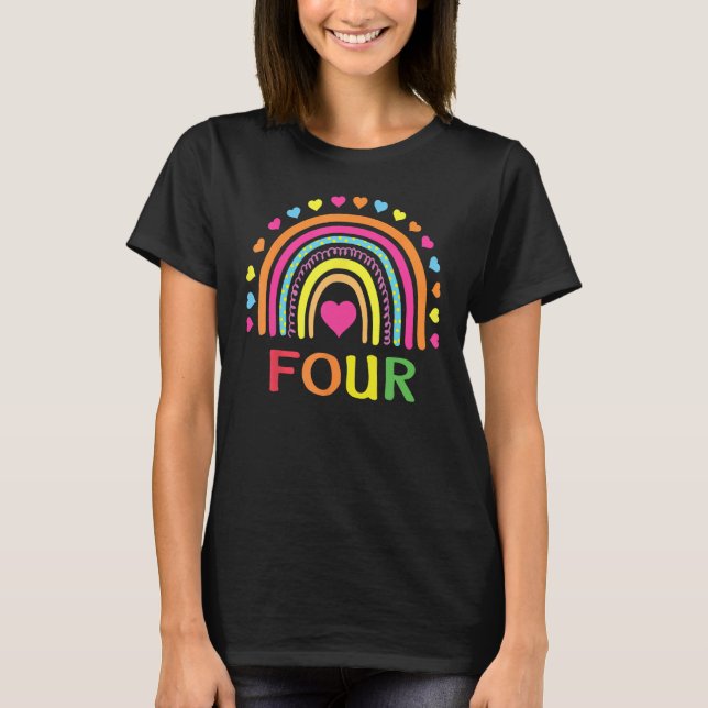 4 års gammal regnbåge 4e födelsedagen-gåva för fli t shirt (Framsida)