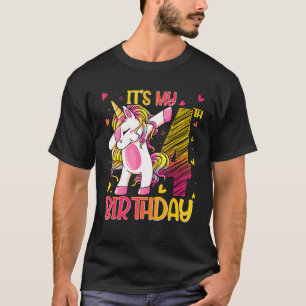 4 års gammal Unicorn Dabbing 4e födelsedagen Girl T Shirt