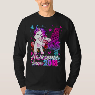 4 års gammal Unicorn Flossing 4e födelsedagen Girl T Shirt