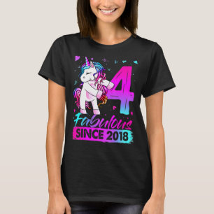 4 års gammal Unicorn Flossing 4e födelsedagen Girl T Shirt