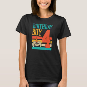4 års Gold Cute Jumping Spider Birthday Boy Party T Shirt