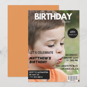 4-års inbjudningar för honom tidningsomslag