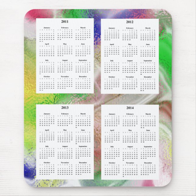 4 års kalender för Fuzzy Färg Design Backgrd. Musmatta (Framsidan)