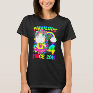 4 års Old Unicorn 4e födelsedagen Unicorn Girl Sin T Shirt