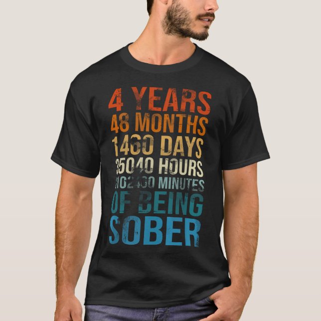 4 års Sober Firande Security Recovery Clean T Shirt (Framsida)