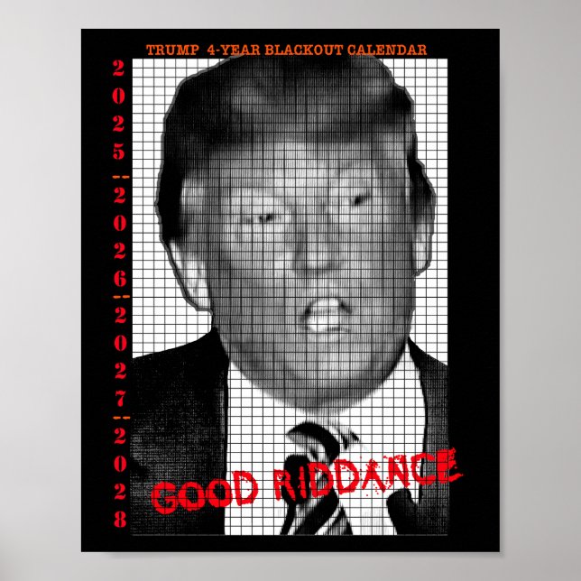 4 ÅRS TRUMP BLACKOUT CALENDAR POSTER (Framsidan)