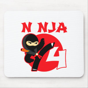 4-årsdag 4 år gammal barnkalas liten ninja 4 musmatta