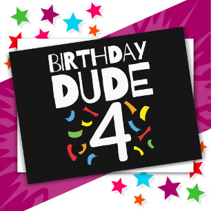 4-årsdag 4-årig pojke fest födelsedags kille 4 vykort