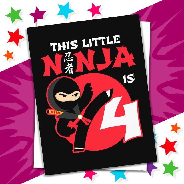 4-årsdag 4-åriga barnkalas Liten Ninja 4 Vykort (Skapare uppladdad)