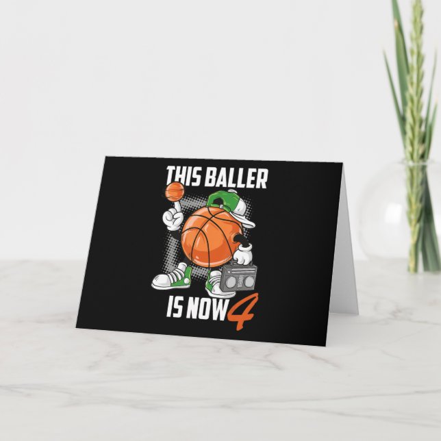 4-årsdag Basketspelare Rolig 4 år gammal Kort (Framsida)
