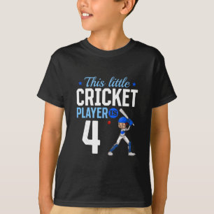 4-årsdag cricket spelare t shirt