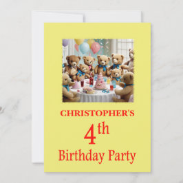 4-årsfestinbjudan Teddybjörnsparty Inbjudningar