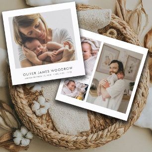 4 Baby Photos Collage Birth Notice