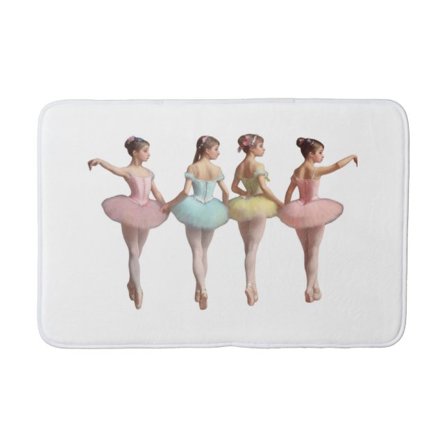 4 bailarinas con tutús rosa, amarillo, verde dulce badrumsmatta (Framsidan)