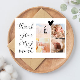 4 Bilder Collage Minimalistisk Bebis Shower Tacksa Vykort