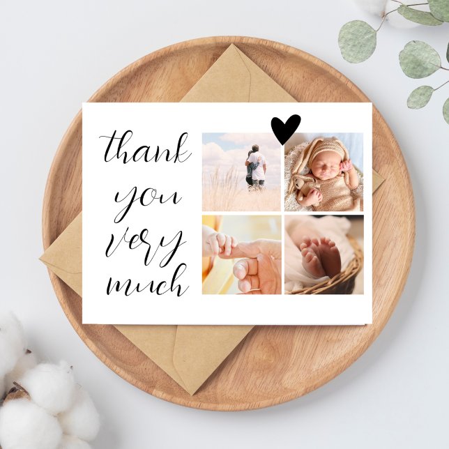 4 Bilder Collage Minimalistisk Bebis Shower Tacksa Vykort (Skapare uppladdad)