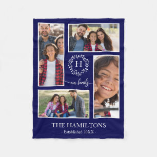 4 Bilder Collage Monogram Familjefoto Hem Dekor Fleecefilt