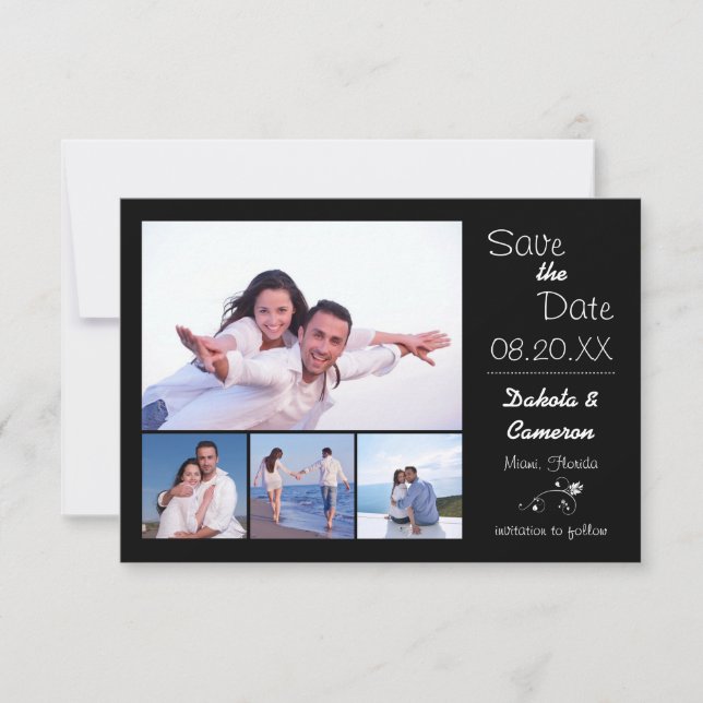 4 Bilder Collage Svart - 3x5 Spara Datum Datumet (Framsida)