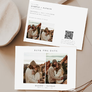 4 Bilder Modern Boho Bröllop QR-kod Spara Datumet