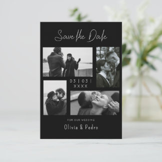 4 Bilder Modern Collage Bröllop Spara Datumet