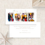 4 Bilder Photo Strip Guld Script God jul Julkort<br><div class="desc">Collage 4 Bilder Photo Strip Guld Script God jul. Tillgänglig digitalt och utskriven. Modern och minimalistisk,  med ett skript för snyggten för God jul. Byt ut provexemplaret bilder mot ditt eget roligt bilder och anpassa resten av orden på vardera sidan efter behov.</div>