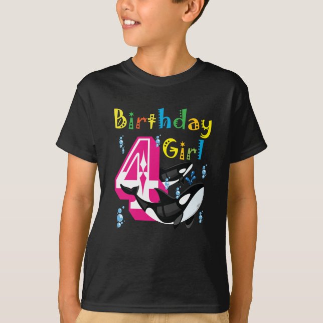 4 Birkelagg Girl Orca Killer Whale T Shirt (Framsida)