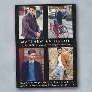 4 Blankett för Photo Model Actor Comp Card