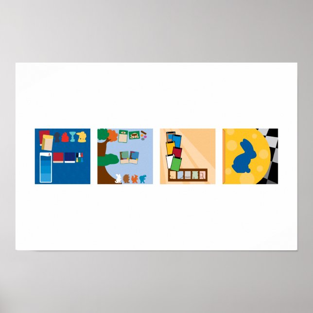 4-Bokstavs Namn Brädspel Alfabet Poster (Framsidan)