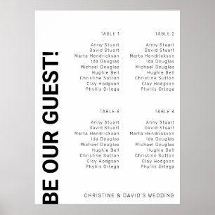 4 bord enkelt sittdiagram i vitt Bröllop Poster