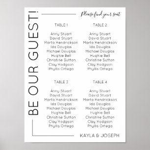 4 bord-mall för minimalistiskt Bröllop-sätesschema Poster