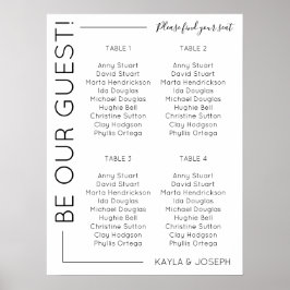 4 bord Minimalistisk bröllops sittplatskarta mall Poster