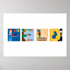 4-Brev Namn-tavla för spelalfabet Poster