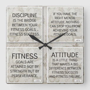 4 citationstecken för konditionmotivation: Vägge Fyrkantig Klocka