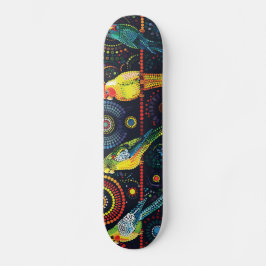 4 Cockatiels - Aboriginal Stil - Skateboard Deck