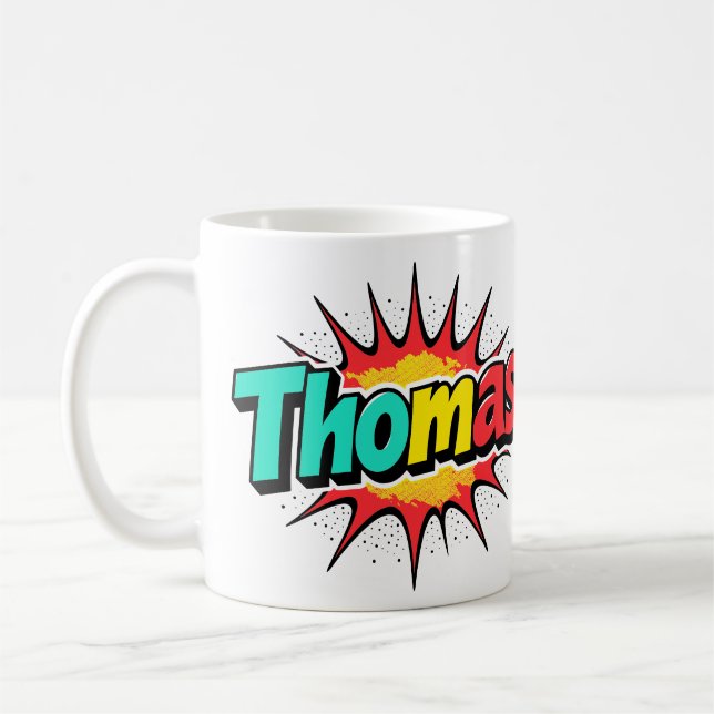 4 Color Thomas 1 - Retro Comic Kaffemugg (Vänster)