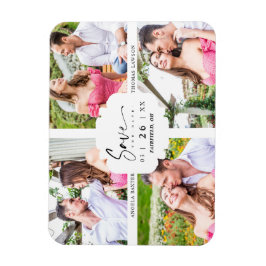 4 Custom Photos Minimalist Modern Collage Wedding Magnet