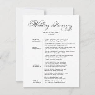 4 Dagars Bröllopshelg Itinerary Elegant Manus Inbjudningar