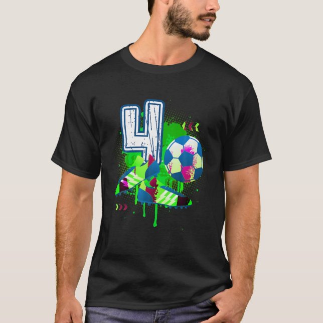 4:e B-dagen Fotbollsidrott 4 år gammal födelsedag T Shirt (Framsida)
