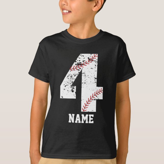 4:e basebolldagen till skjorta med baseball party- t shirt (Framsida)