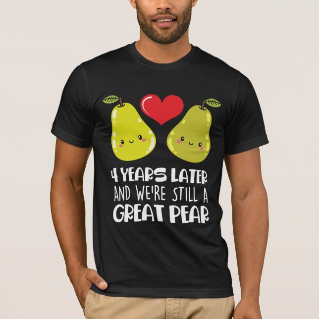4:e Bröllop-årsdagen Gift gift par Pear T Shirt (Framsida)